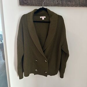 Joe Fresh Olive Double-Breasted Cardigan